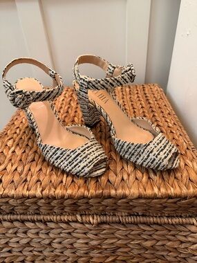 Parisian style peep toe, ankle strap block heel sandals